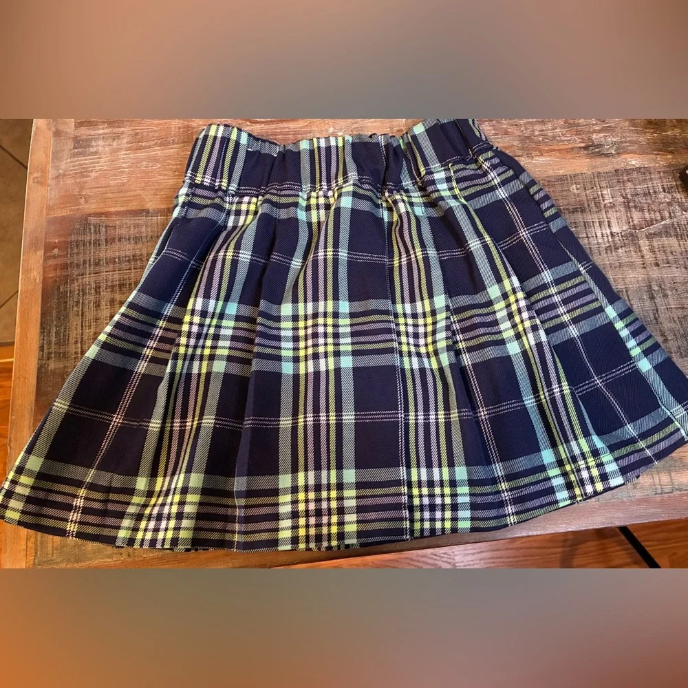 Justice Girl’s Faux Wrap Plaid Skort in Navy, Mint & Light Purple Size Small 7-8